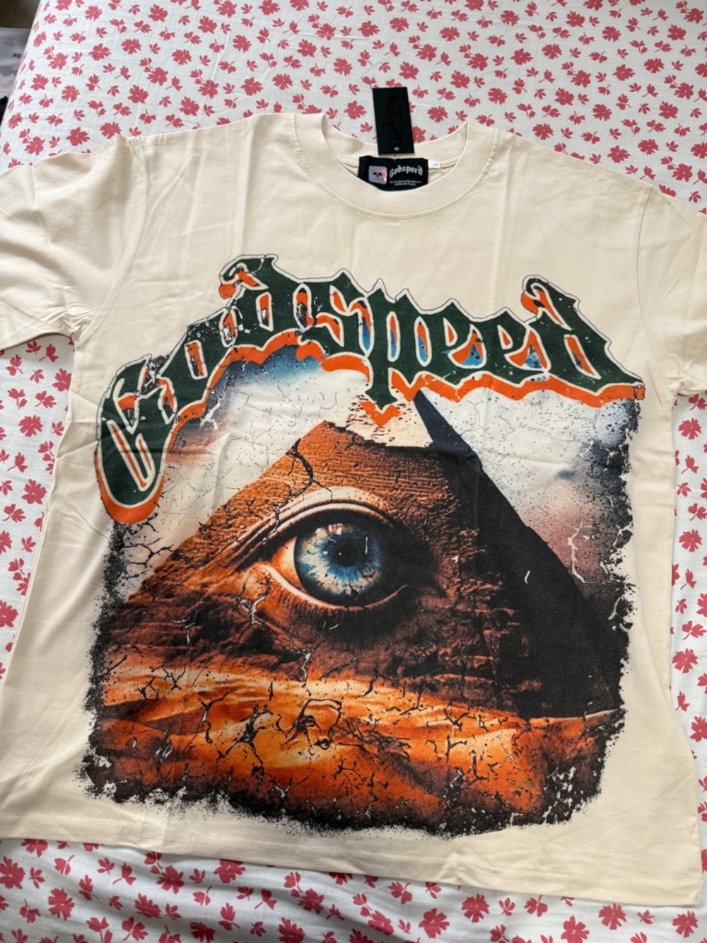 Godspeed - [Large] Graphic Eye Pyramid Short Sleeve T‑Shirt in Cream